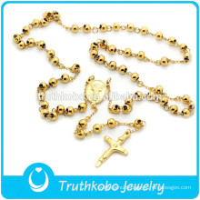 TKB-N0002 Religious Cross Lobster Clasp Rosary Bead&Cross Pendant Jewelry High Quality Stainless Steel Necklace